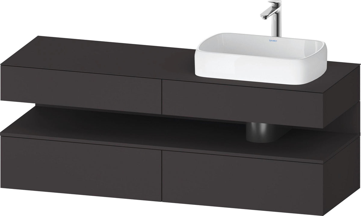 Duravit Qatego Konsolenwaschtischunterbau 1600 mm Weiß Hochglanz mit Eiche Schwarz Nische