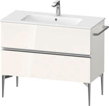 Duravit Sivida Waschtischunterbau 1010 mm bodenstehend, 2 Schubkästen, Soft-Close, Weiß Matt/Chrom