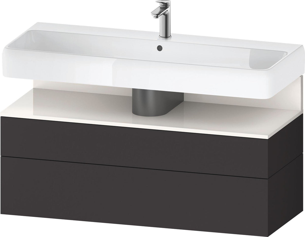 Duravit Qatego Waschtischunterbau 1190 mm – Weiß Matt mit Eiche Schwarz Nische, 1 Auszug, LED