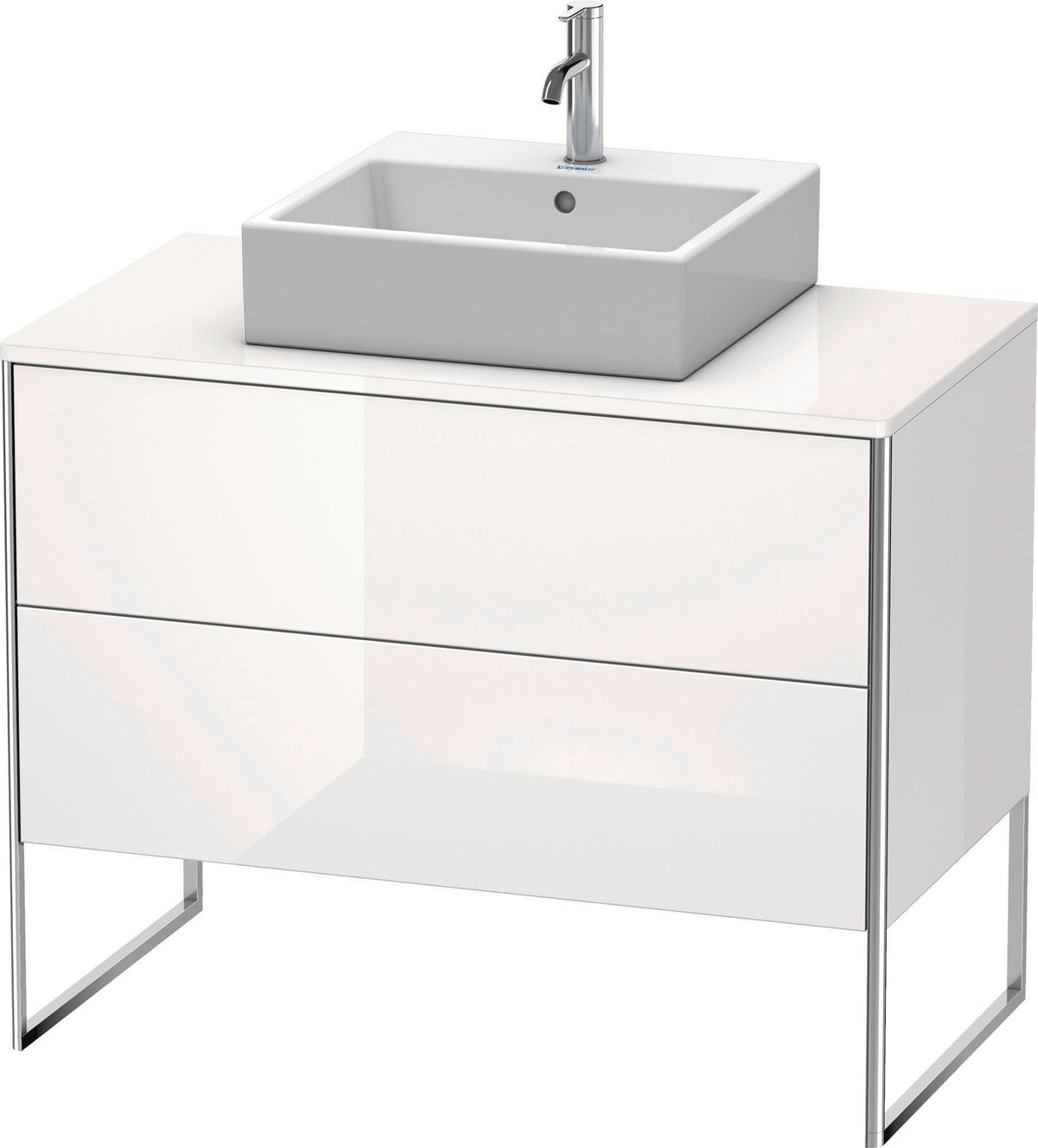 DURAVIT XSquare Waschtischunterbau 1000 mm bodenstehend weiß matt mit 2 Schubkästen und Tip-On-Technik