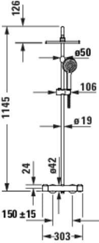 DURAVIT Duschsystem MinusFlow mit Brausethermostat, Bronze Gebürstet, 1124 mm