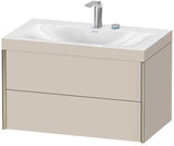 Duravit XViu Möbelwaschtisch-Set 800 mm mit Viu Waschtisch, Nussbaum Mitte, 2 Schubkästen, wandhängend
