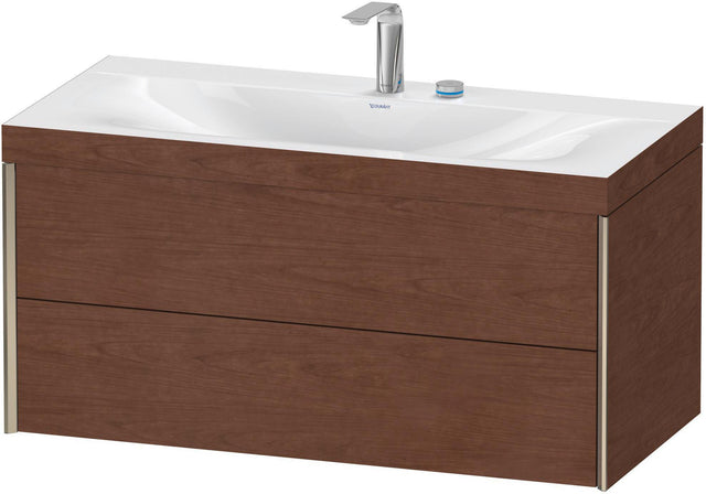 DURAVIT XViu Waschtischunterbauset c-bonded 1000 mm Nussbaum Champagner matt 2 Schubkästen