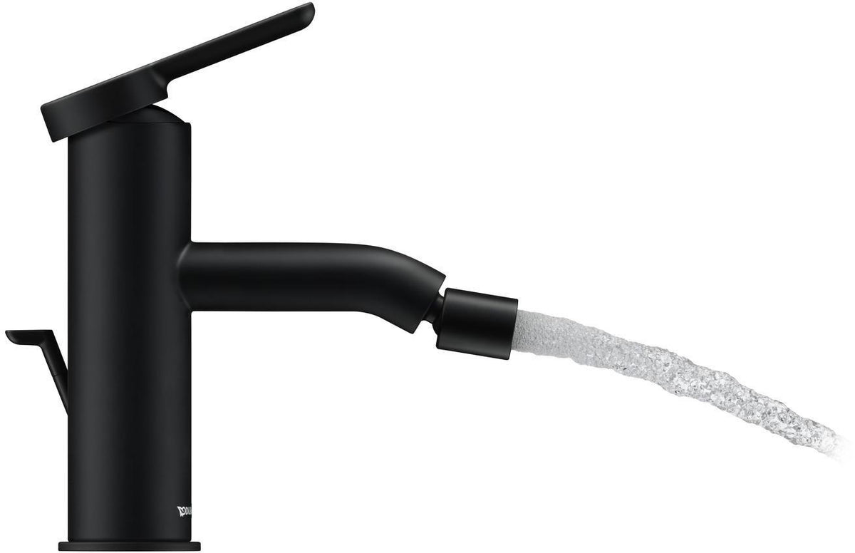DURAVIT C.1 Einhebel-Bidetmischer Schwarz Matt 121 mm mit Zugstangen-Ablaufgarnitur