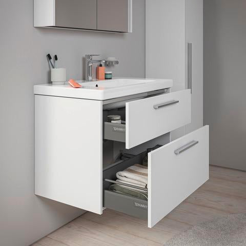 DURAVIT D-Code Halbhochschrank 400 mm, rechts, Basalt Matt, 1 Tür, Glasböden