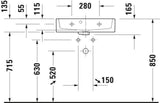 DURAVIT Vero Air Waschtisch 600 mm Weiß mit Hahnlochbank – Wandmontage