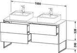 DURAVIT XSquare Waschtischunterbau 1600 mm betongrau matt, 4 Schubkästen, Tip-On, bodenstehend
