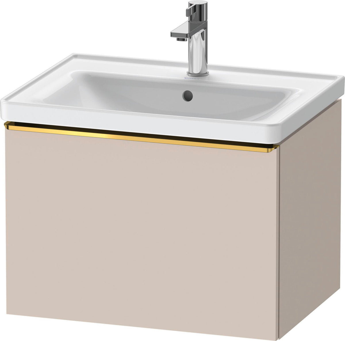 Duravit D-Neo Waschtischunterbau 634 mm betongrau matt mit Bronze-Griff und Soft-Close-Auszug