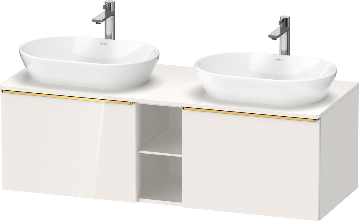 DURAVIT D-Neo Konsolenwaschtischunterbau 1400 mm betongrau matt mit 2 Auszügen und Bronze-Griffen