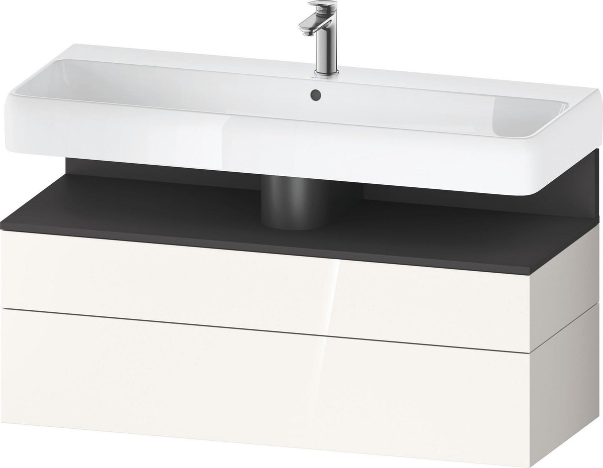 Duravit Qatego Waschtischunterbau 1190 mm – Weiß Matt mit Eiche Schwarz Nische, 1 Auszug, LED