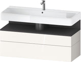 Duravit Qatego Waschtischunterbau 1190 mm – Weiß Matt mit Eiche Schwarz Nische, 1 Auszug, LED