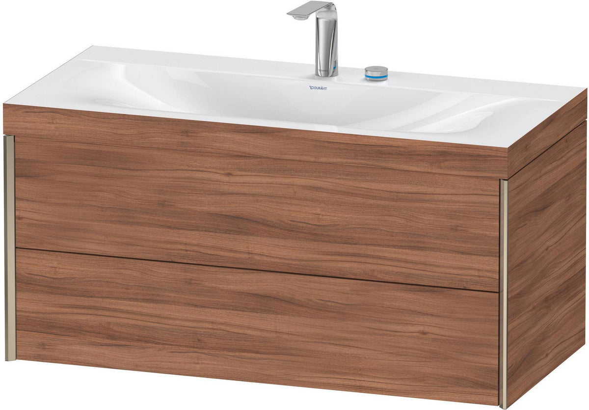 DURAVIT XViu Waschtischunterbauset c-bonded 1000 mm Nussbaum Champagner matt 2 Schubkästen