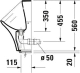 DURAVIT DuraStyle Elektronik-Urinal spülrandlos 300x340mm, Zulauf hinten, weiß