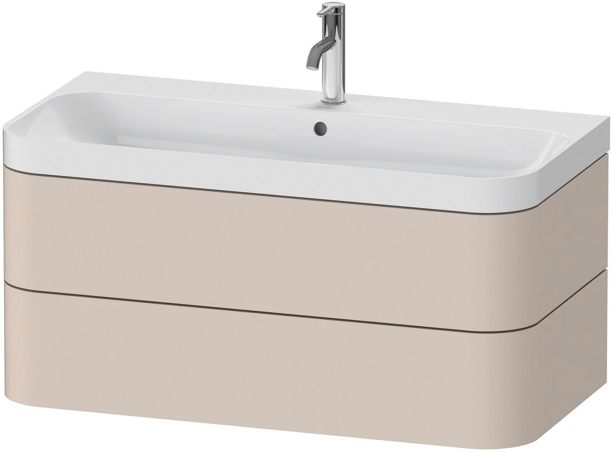 DURAVIT Happy D.2 c-shaped Waschtischset 975 mm wandhängend mit Tip-on und Soft-Close