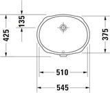 Duravit Einbauwaschtisch SANTOSA 510x375mm mit Überlauf, ohne Hahnloch, weiß