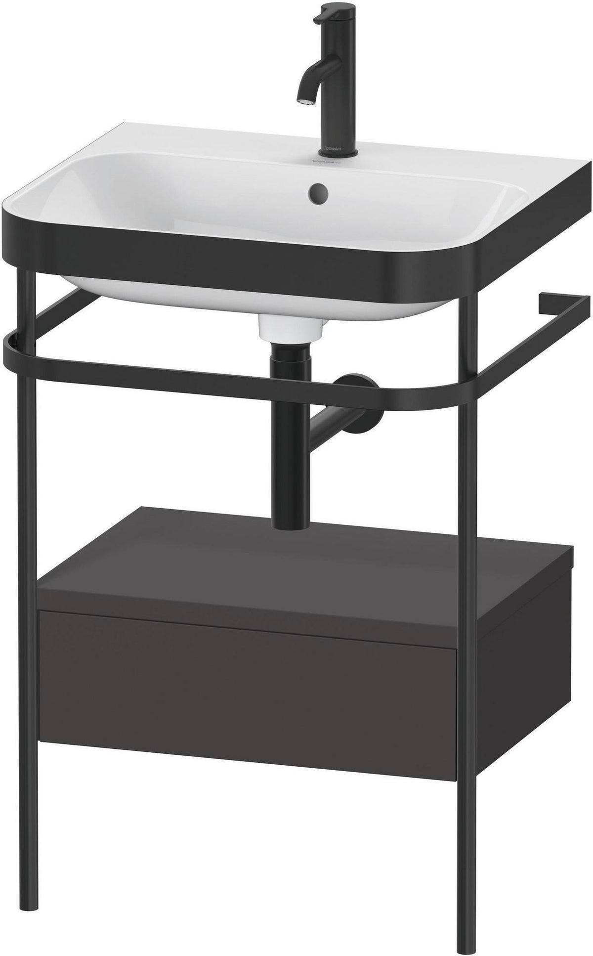 DURAVIT Happy D.2 c-bonded Waschtischset mit Metallkonsole, 575 mm, Weiß