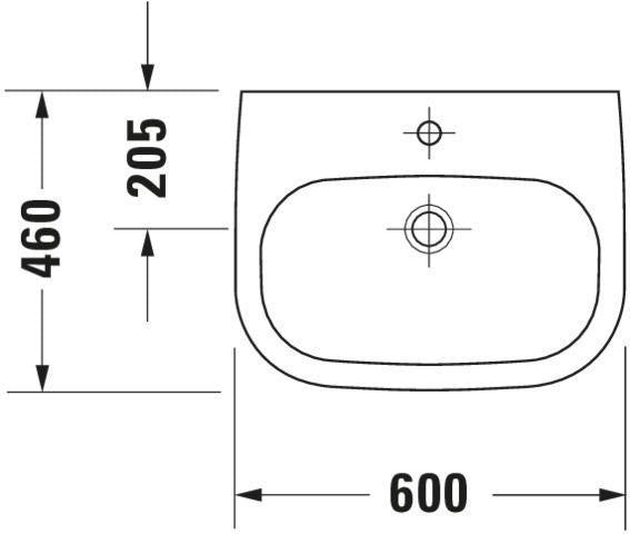Duravit Waschtisch D-Code 600 mm weiß, wandhängend, 1 Hahnloch, ohne Überlauf