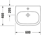 Duravit Waschtisch D-Code 600 mm weiß, wandhängend, 1 Hahnloch, ohne Überlauf