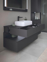 DURAVIT Qatego Hochschrank 400 mm, 2 Türen, weiß Hochglanz, Eiche Schw. Matt