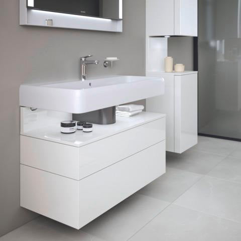 DURAVIT Qatego Hochschrank 400 mm, 2 Türen, weiß Hochglanz, Eiche Schw. Matt