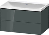 DURAVIT L-Cube c-shaped Waschtischset 800x480x480 mm Amerikanischer Nussbaum Matt mit Tip-on Technik