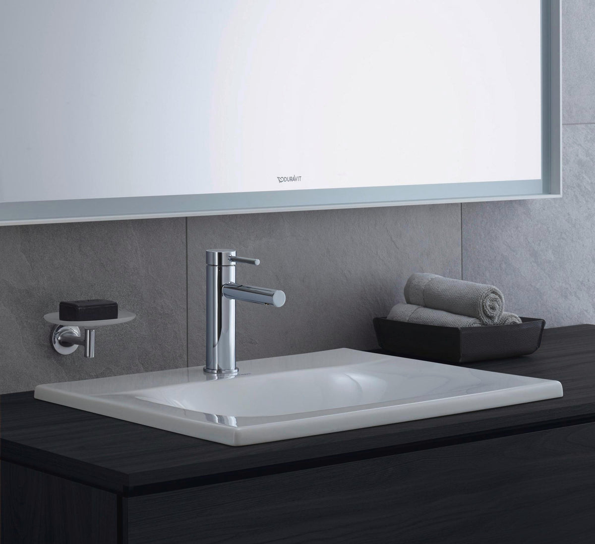 Duravit Circle Einhebel-Waschtischmischer mit Zugstange, Chrom – 117 mm Ausladung