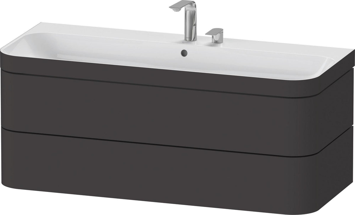 Duravit Happy D.2 c-bonded Waschtischset 1175 mm wandhängend mit 2 Schubkästen und Tip-on Technik
