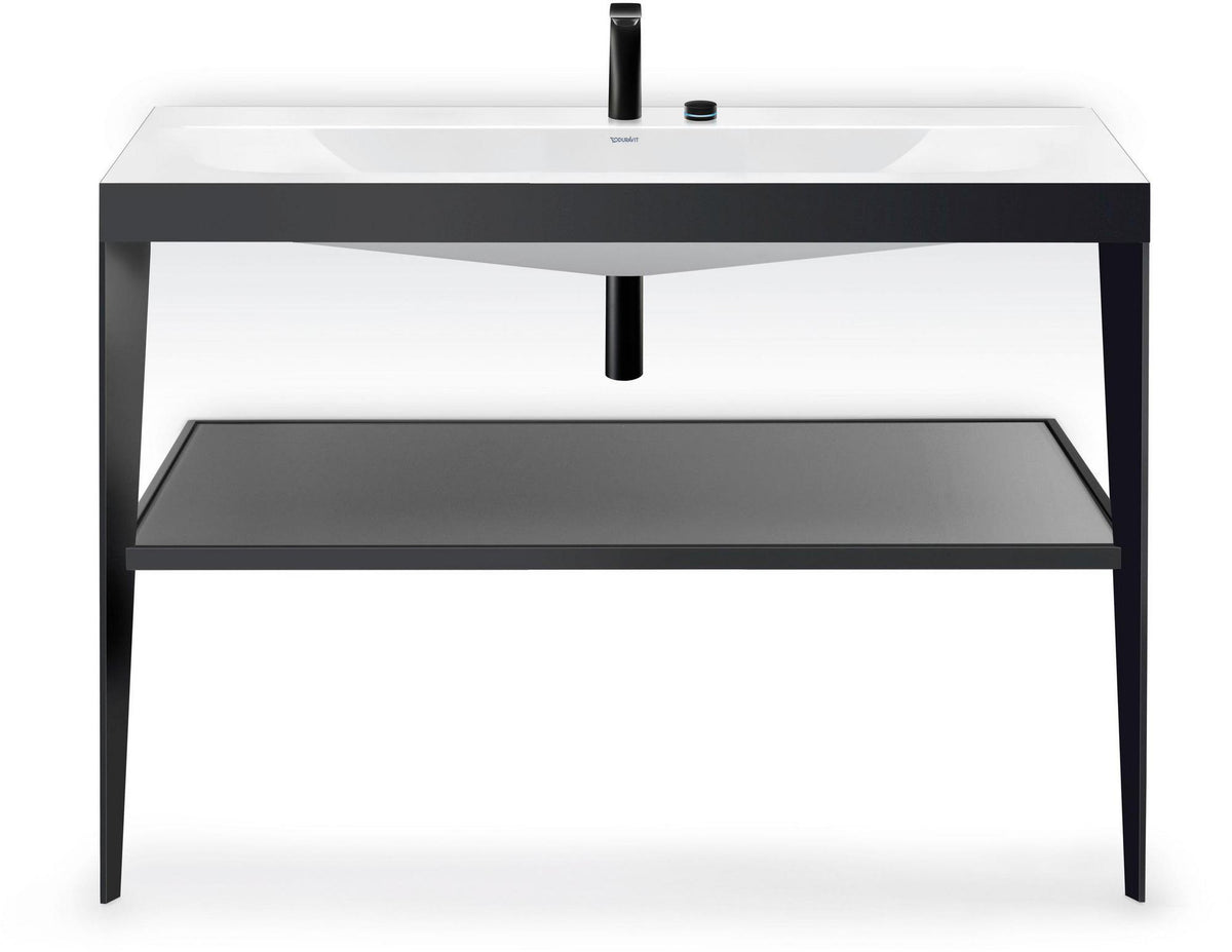DURAVIT XViu c-bonded Waschtischset 1200 mm in Schwarz Matt mit Metallkonsole und apricot pearl Hochglanz