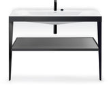 DURAVIT XViu c-bonded Waschtischset 1200 mm in Schwarz Matt mit Metallkonsole und apricot pearl Hochglanz