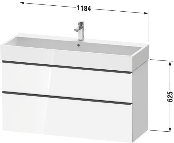 Duravit D-Neo Waschtischunterbau 1184 mm Eiche Terra Matt – 1 Auszug, wandhängend, Soft-Close