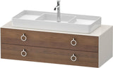Duravit White Tulip Waschtischunterbau 1300 mm Nussbaum mitte, weiß seidenmatt, LED