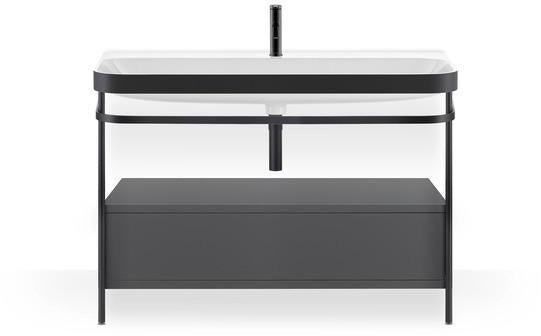 Duravit Happy D.2 c-bonded Waschtischset 1175 mm mit Metallkonsole & Schubkasten in Taupe