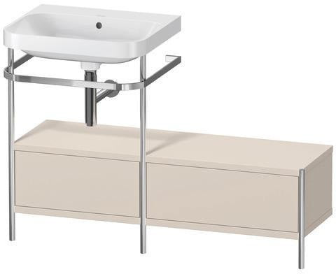 Duravit Happy D.2 Plus Waschtischset 1200 mm taupe supermatt – Einrichtungssystem Nussbaum rechts, bodenstehend, mit Hahnloch