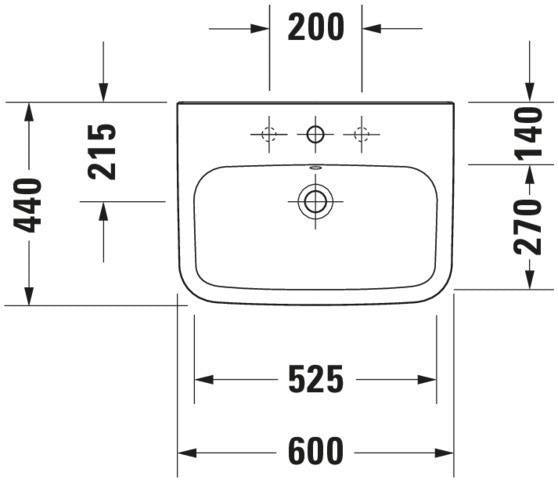 Duravit DuraStyle Waschtisch 600 mm mit Überlauf und WonderGliss in Weiß