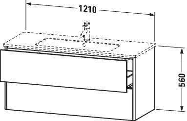 Duravit XSquare Waschtischunterbau 1210 mm mit 2 Schubkästen, s-matt, für ME by Starck