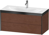 DURAVIT XViu Waschtischunterbauset c-bonded 1000 mm, 2 Schubkästen, Nussbaum/Schwarz matt
