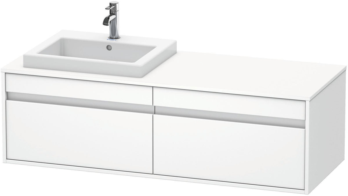 Duravit Ketho Waschtischunterbau 1400 mm wandhängend, 2 Auszüge, weiß matt, Becken links