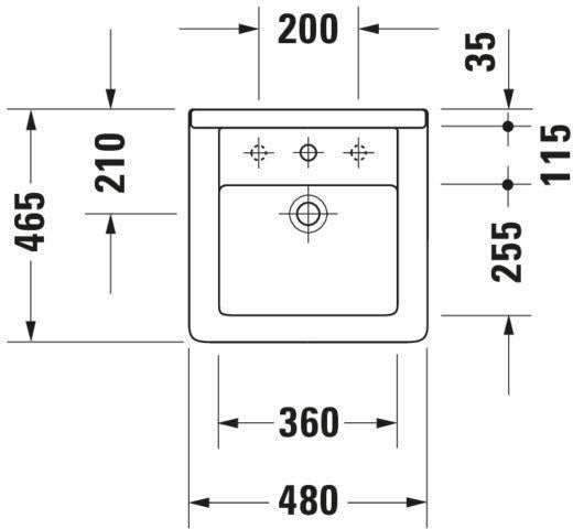 DURAVIT Einbauwaschtisch Starck 3 480 mm weiß mit Überlauf und Hahnlochbank