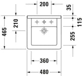 DURAVIT Einbauwaschtisch Starck 3 480 mm weiß mit Überlauf und Hahnlochbank