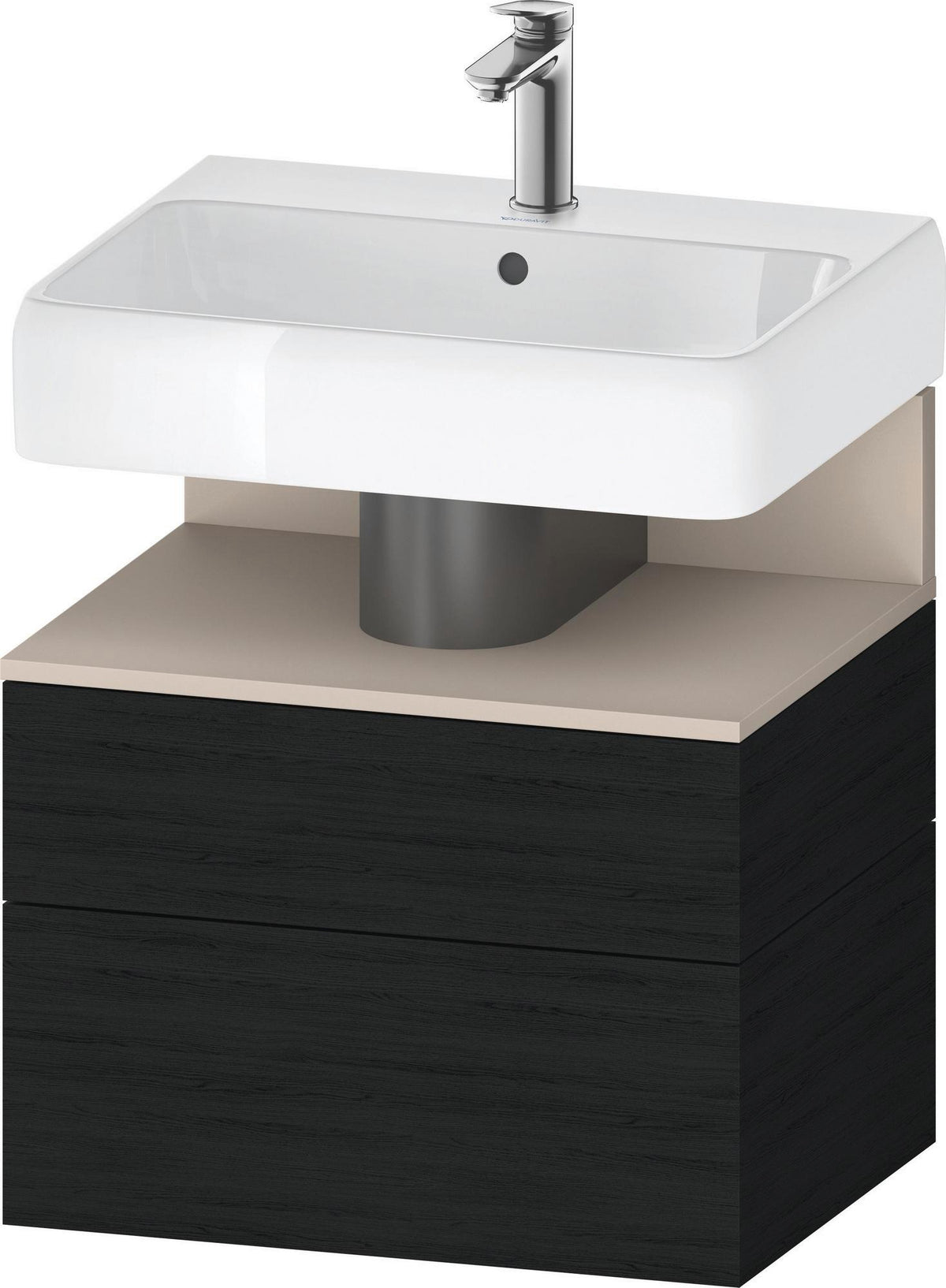 DURAVIT Qatego Waschtischunterbau 590 mm wandhängend, 1 Auszug, weiß Hochglanz, Nische Eiche Schwarz