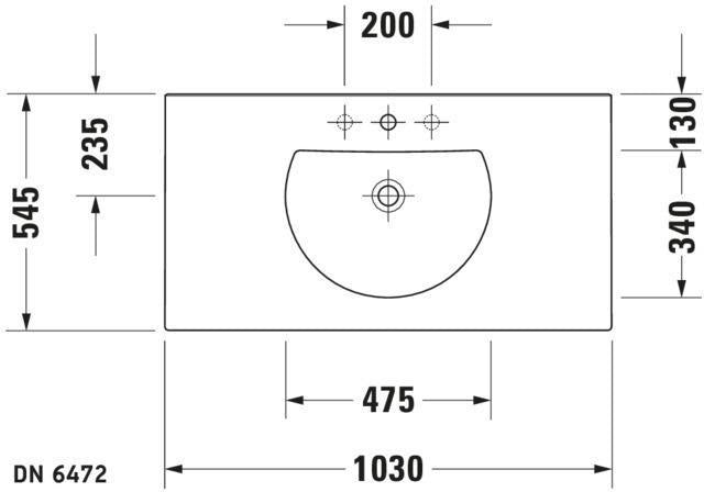 Duravit Möbelwaschtisch Darling New 1030 mm mit Überlauf und Hahnlochbank in Weiß
