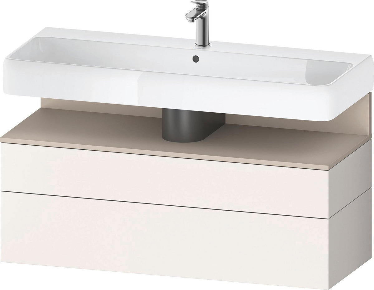 Duravit Qatego Waschtischunterbau 1190 mm – Weiß Matt mit Eiche Schwarz Nische, 1 Auszug, LED