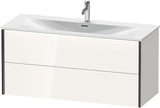 DURAVIT XViu Waschtischunterbau wandhängend 1210 mm, 2 Schubkästen, weiß matt – ohne Griff, mit Tip-On-Technik