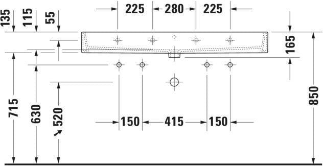 DURAVIT Vero Air Waschtisch 1200 mm mit Überlauf, 1 Becken, weiß – Wandmontage