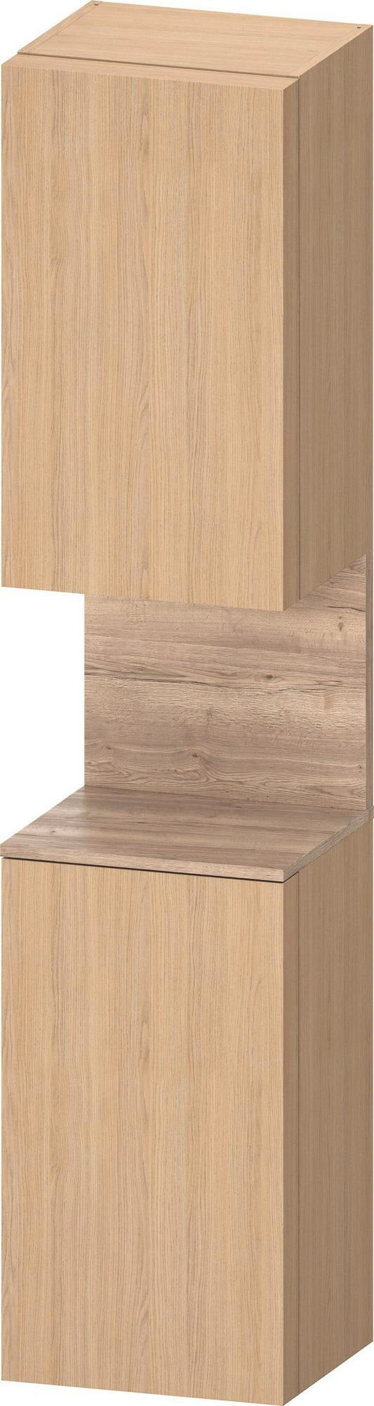 DURAVIT Qatego Hochschrank 400 mm, 2 Türen, weiß Hochglanz, Eiche Schw. Matt