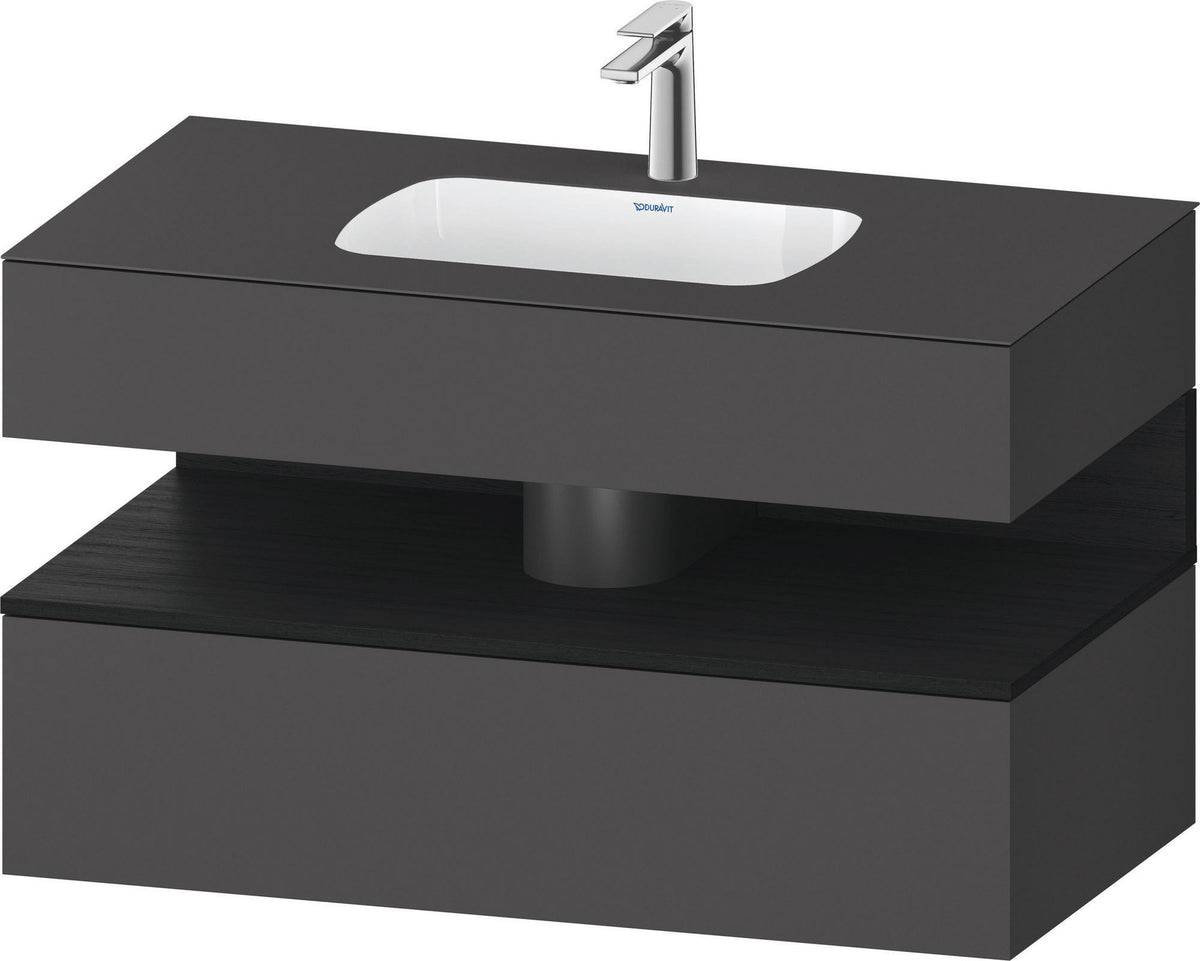 DURAVIT Qatego Einbauwaschtisch mit Konsolenwaschtischunterbau 1000 mm, 1 Auszug, antibakteriell