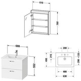 DURAVIT XBase Möbel-Set 1300 mm Nussbaum Dunkel mit Waschtisch, Unterbau und Spiegelschrank
