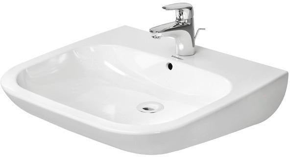 Duravit D-Code Waschtisch 600 mm weiß mit Überlauf und 1 Hahnloch, wandhängend