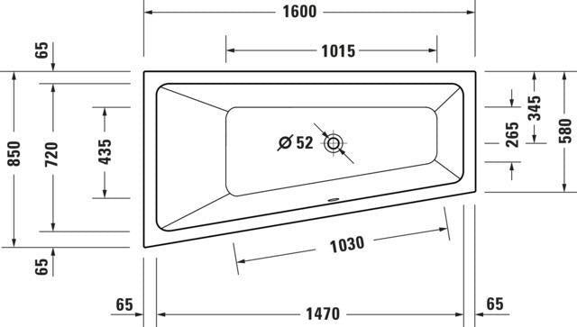 Duravit No.1 Whirlwanne 1500x800mm trapezförmig mit Jet-System, weiß