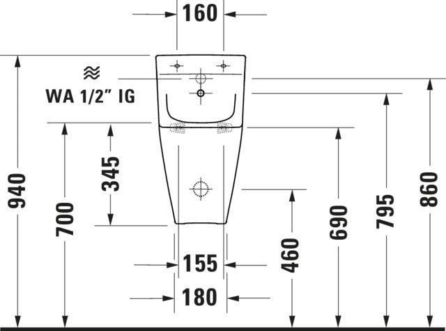 DURAVIT Urinal Viu mit Spüldüse weiß, rimless, Zulauf von hinten, für Deckel